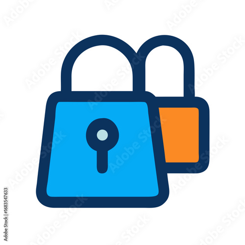Simple graphic of two stylized padlocks for security concepts