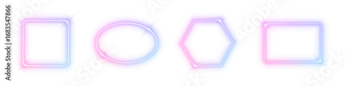 Futuristic neon border with sparkling lines and luminous shapes.