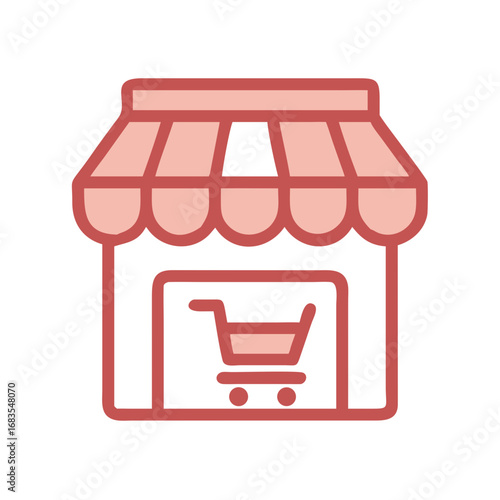 Simple store front icon with shopping cart symbol inside