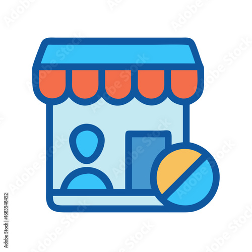 Closed store flat icon business shutdown graphic illustration