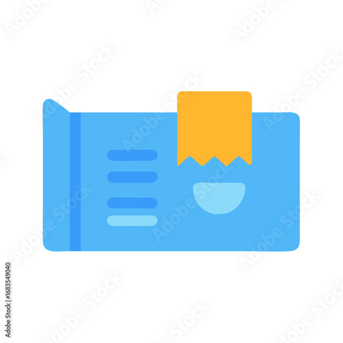 Flat design blue chocolate bar with yellow label icon