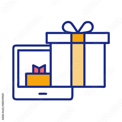 Online gift delivery concept with smartphone and present box