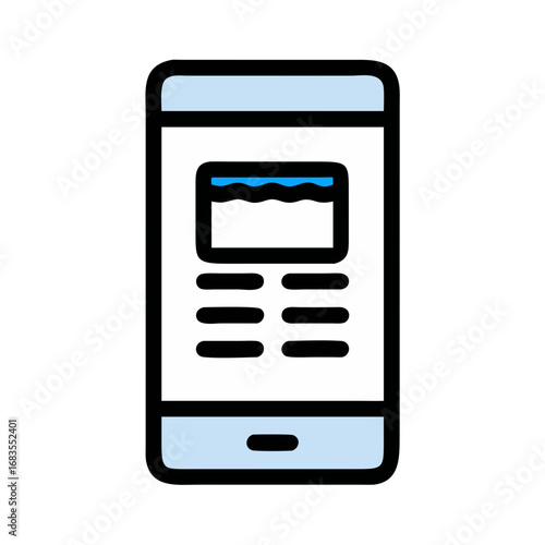 Stylized mobile phone icon with blue accents against black
