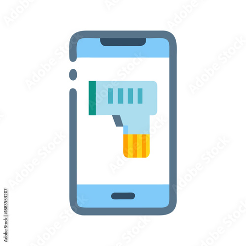 Temperature check app on smartphone digital illustration artwork