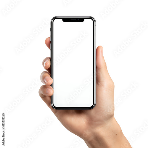 Wallpaper Mural A hand holding a smartphone with blank screen, technology concept, isolated on white background. Torontodigital.ca