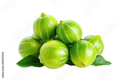 Fresh, vibrant limes clustered together