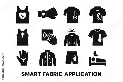 Monitors clothing activity fitness fabric temperature smart icon vector applications textiles sensors