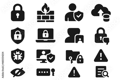 Security logs ai data vector icons secure encryption control privacy icon detection