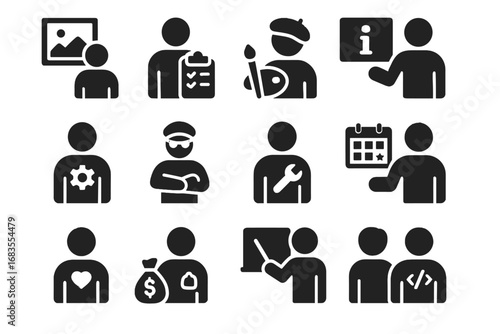 Sponsor vector gallery security technician administrator educator virtual staff curator artist icon
