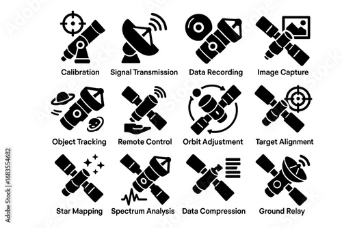 Target telescope calibration transmission ground star relay icon space tracking vector object