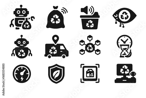 Collector smart compost vector icon item gamified sorting hub recycling blockchain icons