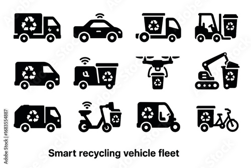 Sensor vector electric forklift cart fleet loader drone icon smart recycling lifter