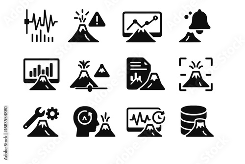 Data notification icons alert icon signal setting volcanic threshold storage vector generation