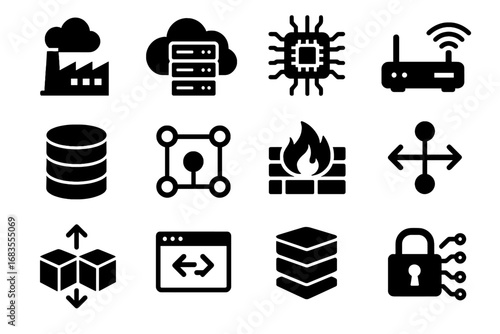 Layers virtual security integrators servers storage vector icon gateways system computing