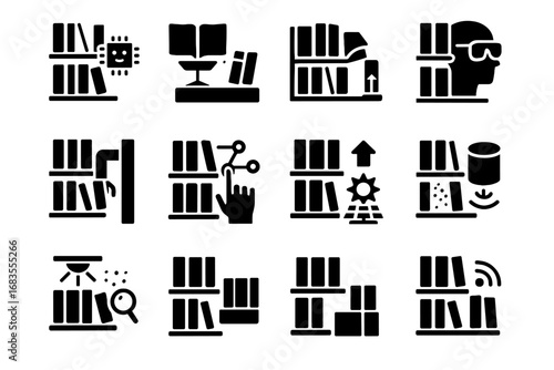Ai smart icons augmented robotic vector icon futuristic control assistant bookshelf design
