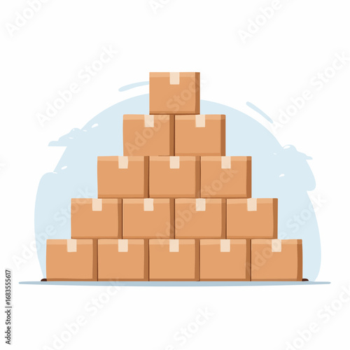Simple vector icon illustration of multiple packed cardboard boxes