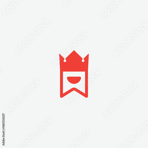 A playful and clever logo of a book marker in a smiling face with a crown. The design is friendly and approachable, perfect for a brand or company focused on books, reading, or publishing.