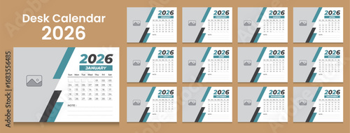 Stylish Monthly Desk Calendar Template 2026