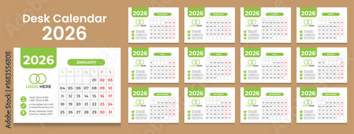 Stylish Monthly Desk Calendar Template 2026
