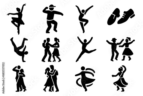 Shoes pose ballroom icon cultural ballet style dancer tap dance vector icons