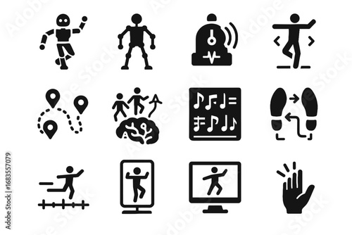 Smart steps ai vector capture choreo generation control icon motion dance icons