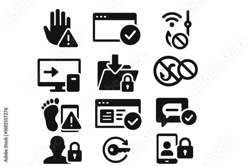 Cyber profile download vector secure fake authentication safety privacy password icon moderation