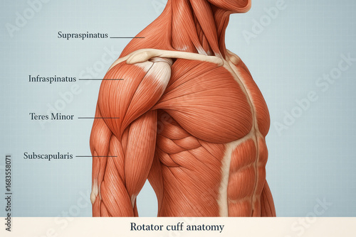 Rotator Cuff Anatomy Illustration: Shoulder Muscles and Tendons Diagram, Educational Medical Art [Illustration]