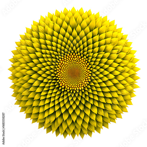Abstract Yellow Flower with Fibonacci Spiral Pattern