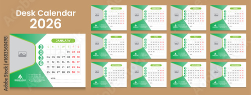Stylish Monthly Desk Calendar Template 2026