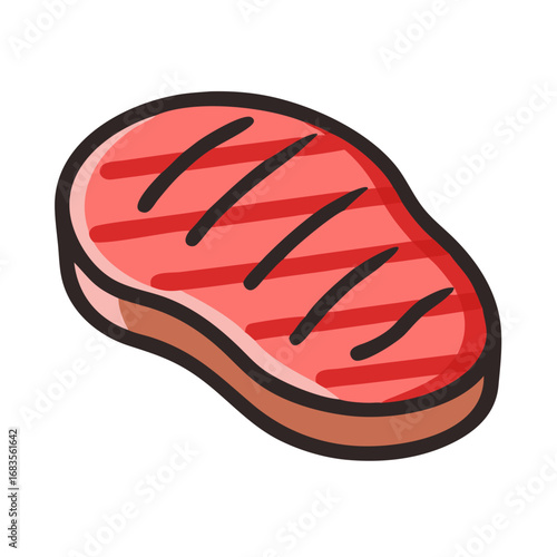 Illustration of a cooked steak with grill marks