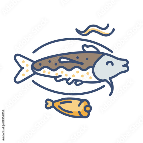 Stylized fish illustration, perfect for nautical themed designs
