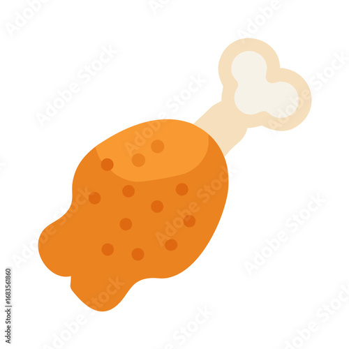 Flat design fried chicken drumstick illustration on black background