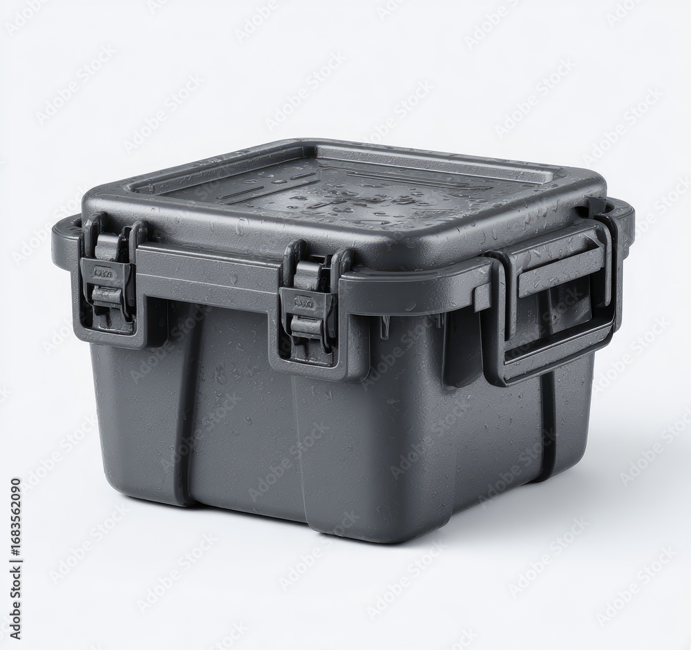 Fototapeta premium Gray plastic storage container with a snap-on lid