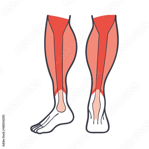 Leg anatomy illustration showcasing muscles on a black background