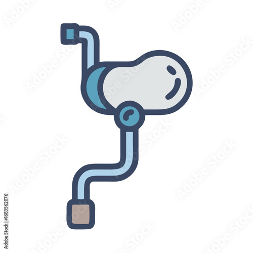 Stylized drawing of water purifier equipment in blue hues