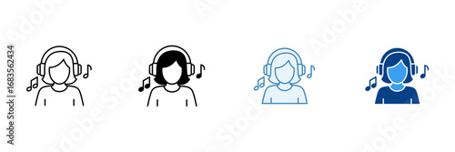 Listing To Music  Icon Set Multiple Style Collection