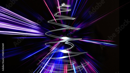 New Year abstract postcard drawn with light on a long exposure.
