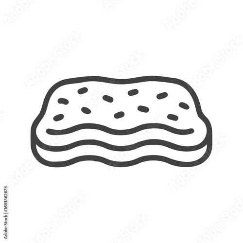 Minimalistic sponge outline icon on a black background