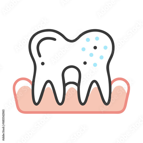 Tooth decay illustration depicting dental health issue on black