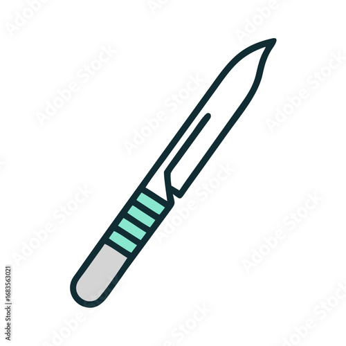 Stylized surgical scalpel vector on dark background with flat design