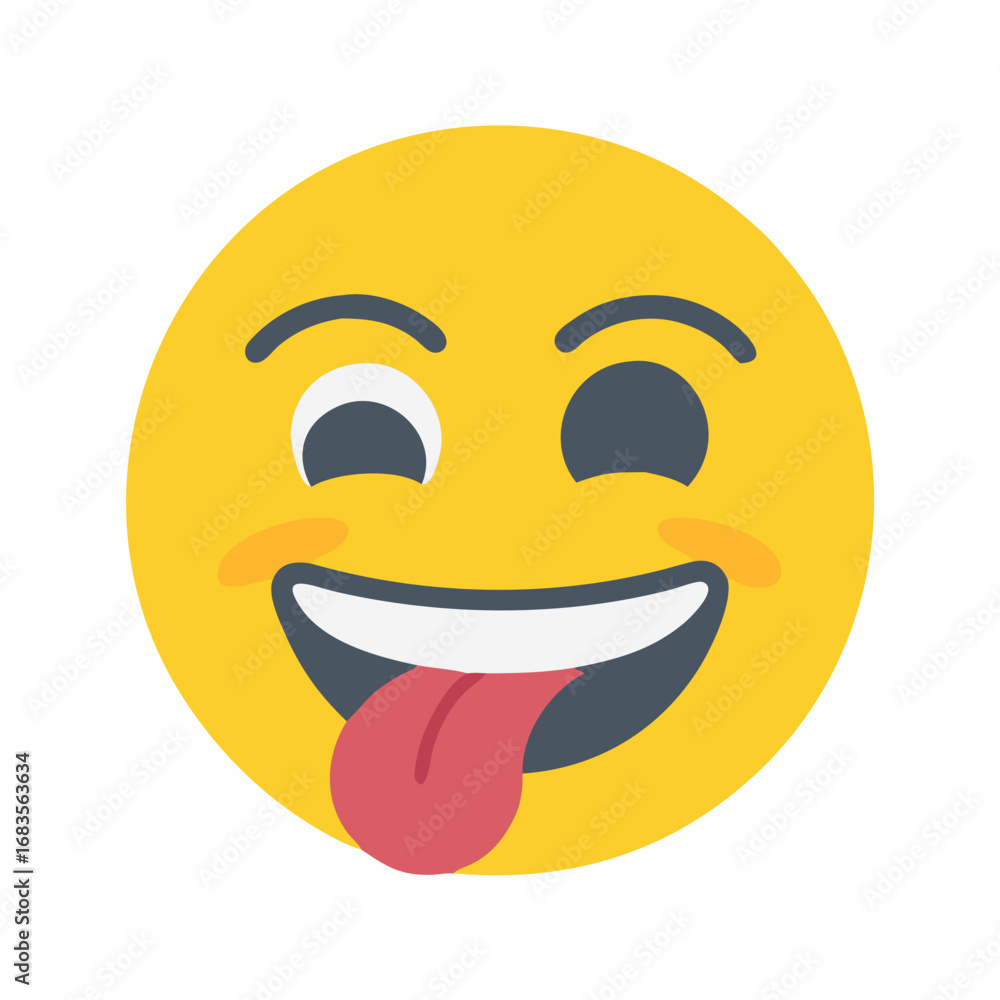 Fototapeta premium Playful winking emoji with tongue sticking out illustration