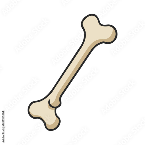 Isolated Cartoon Bone Illustration on a Black Background