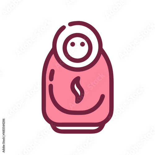 Stylized pink swaddled baby illustration on black background design