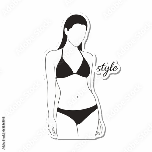 Minimalist White Sticker of a Woman's Silhouette in a Bikini
