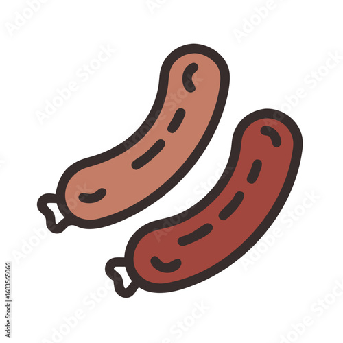 Two stylized sausages in a simple graphic illustration