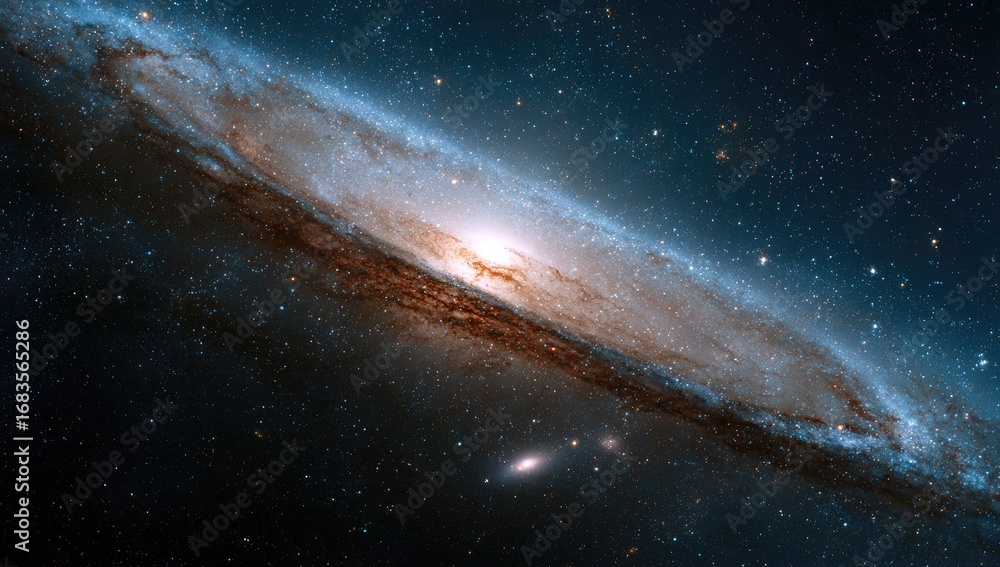 Fototapeta premium Spiral galaxy in deep space. Vast expanse of stars and nebulae. Stunning cosmic view
