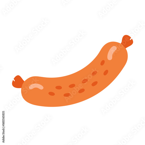 Stylized cartoon sausage illustration on a black background