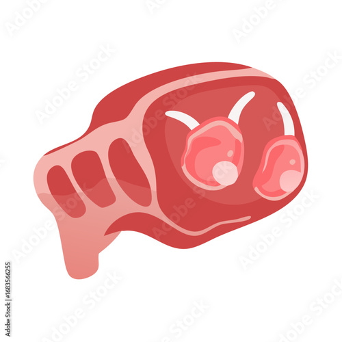 Stylized pork chop illustration with simplified shapes and colors