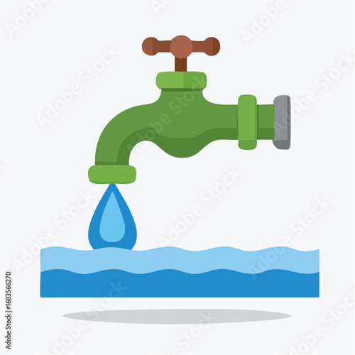 Faucet and water simple vector icon illustration material