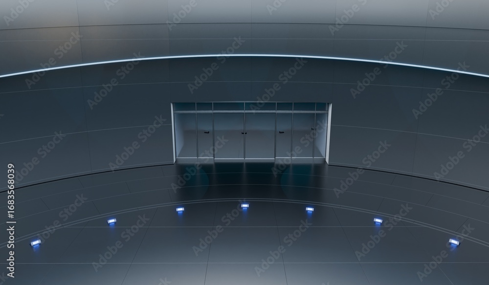 Obraz premium Round stage, curved dome, large hall, 3D illustration